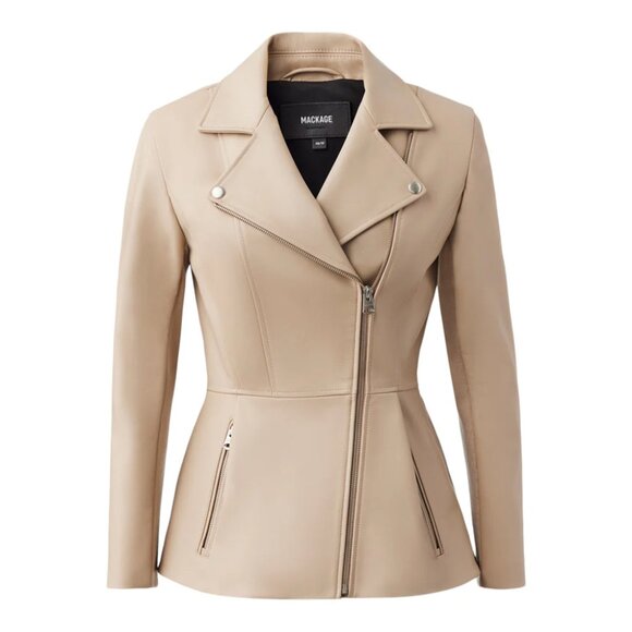 MACKAGE Day Leather Jacket in Beige - Picture 6 of 14